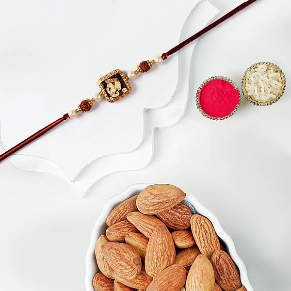 Divine Ganesha Rudraksha Pearl Rakhi with Almonds