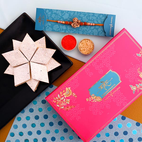 Hanuman Rudraksha Pearl Rakhi And Kaju Katli
