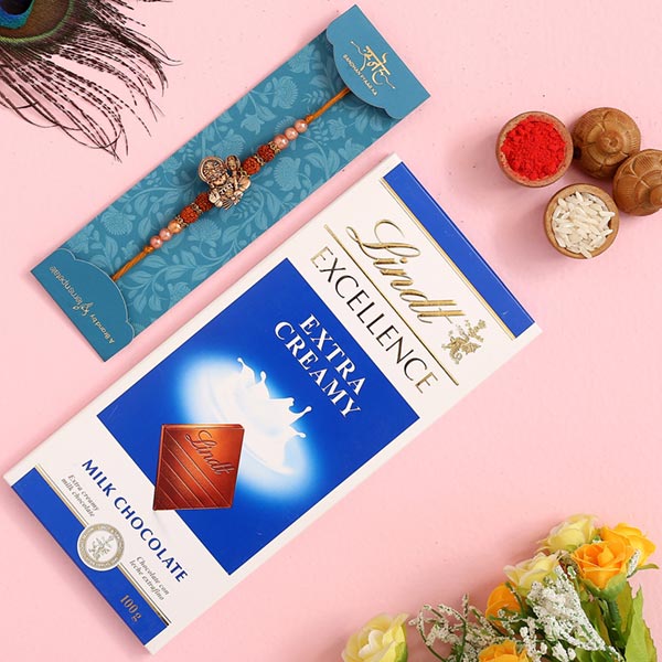 Hanuman Rudraksha Pearl Rakhi And Lindt