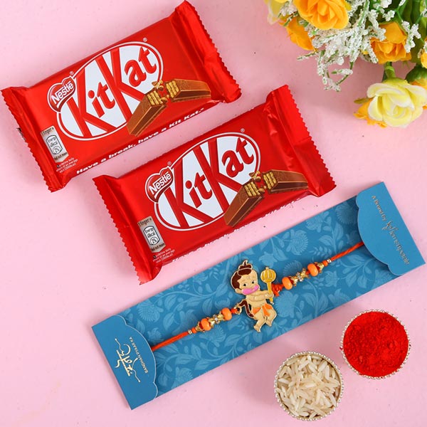 Bal Hanuman Kids Rakhi And 2 Pcs Of Kitkat