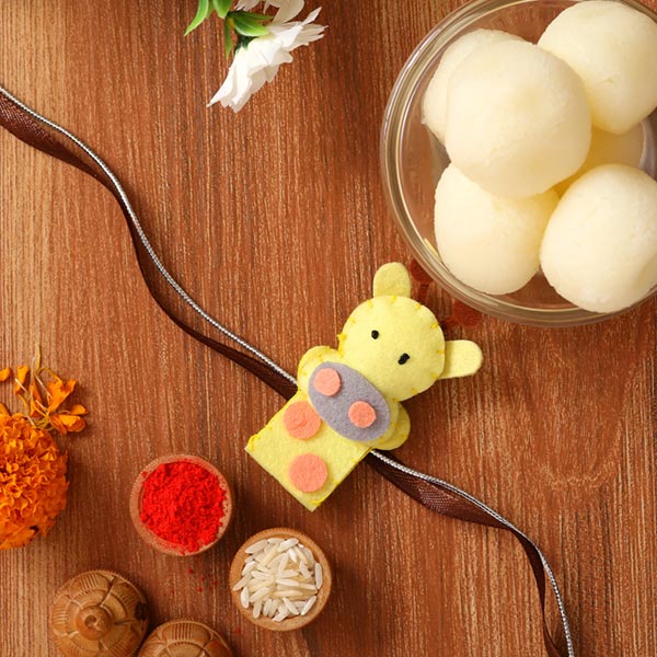 Giraffe Shaped Kids Rakhi And Rasgulla
