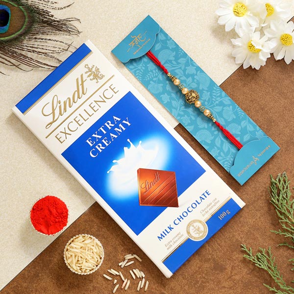 Lion Face Pearl Rakhi And Lindt - Singapore