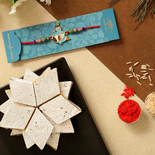 Spiritual Bal Krishna Kids Rakhi And Kaju Katli