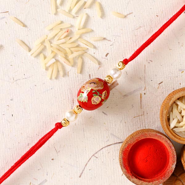 Japanese Red Stone Mauli Rakhi