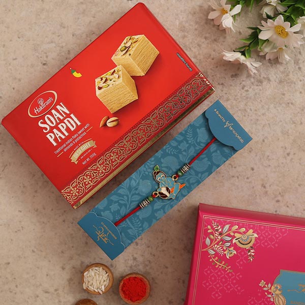 Spiritual Bal Krishna Kids Rakhi And Soan Papdi