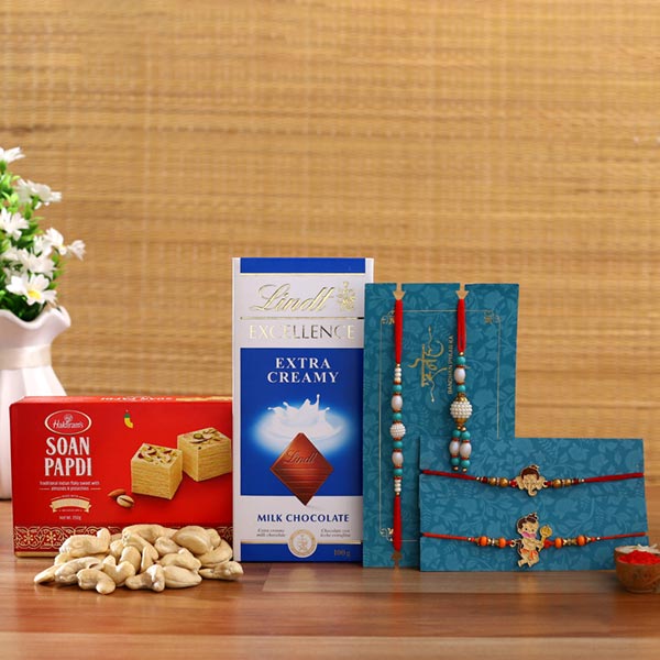 Blue Lumba Rakhi Set & Kids Rakhi With Chocolate