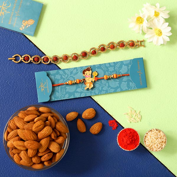 Rudraksha Rakhi & Kids Rakhi With Almonds