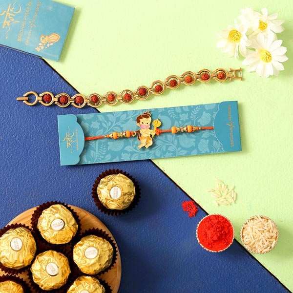 Rudraksha Rakhi & Kids Rakhi With Chocolate