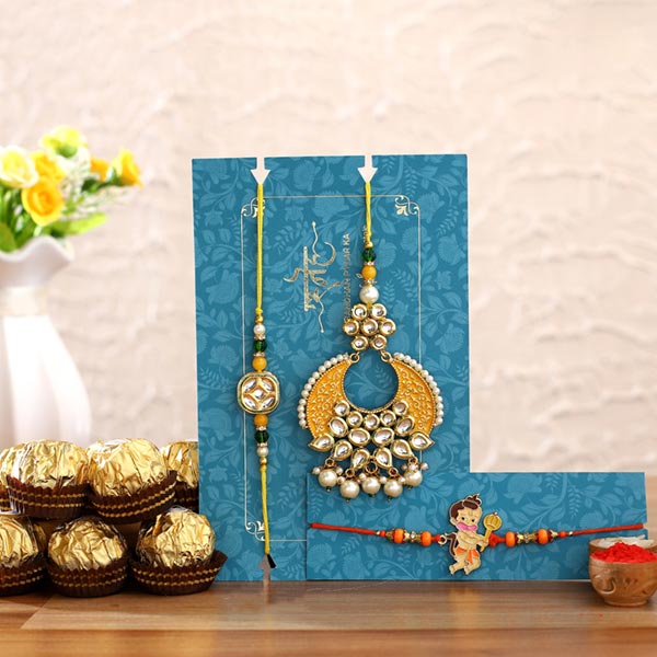 Crescent Lumba Rakhi Set & Kids Rakhi With Chocolates