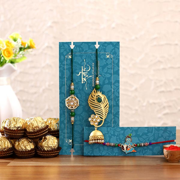 Ethnic Lumba Rakhi Set & Kids Rakhi With Chocolates