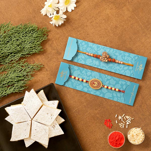 Hanuman & Om Rakhis With Kaju Katli