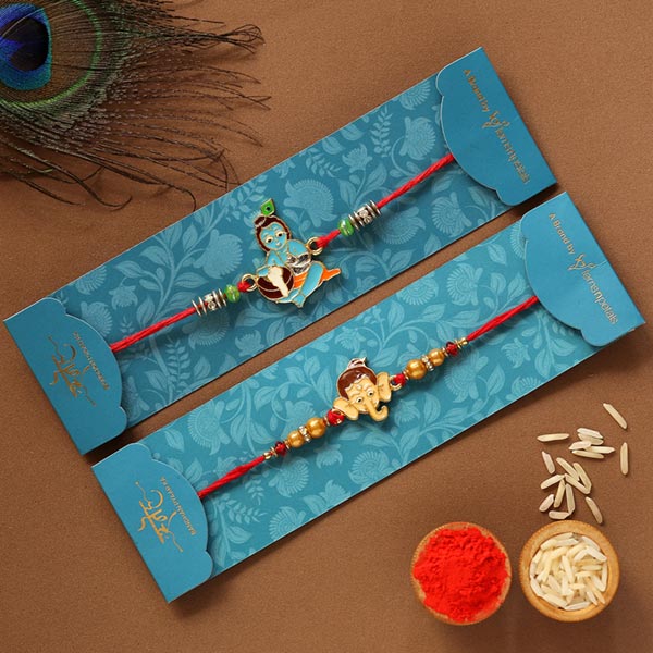 Bal Krishna & Ganesha Face Kids Rakhis