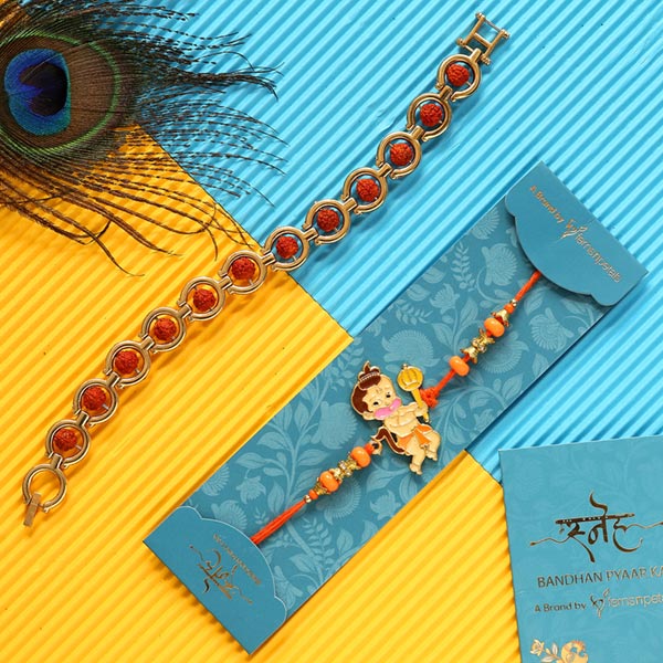 Bal Hanuman Kids Rakhi & Rudraksha Bracelet Rakhi