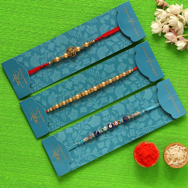 Evil Eye Rakhi & Lion Face Rakhi With Beads Rakhi