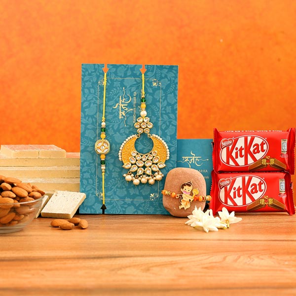 Crescent Lumba Rakhi Set & Kids Rakhi With Sweets