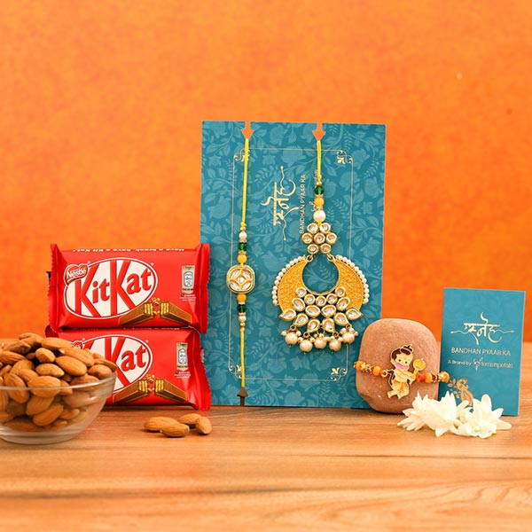 Crescent Lumba Rakhi Set & Kids Rakhi With Dry Fruits