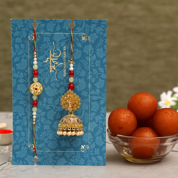 Jhumki Lumba Rakhi Set & Gulab Jamun Tin