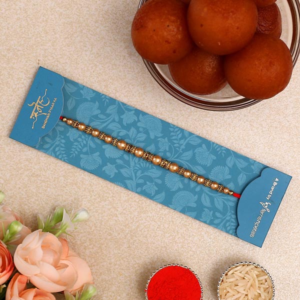 Pearl Designer Rakhi & Gulab Jamun Tin
