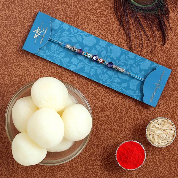 Evil Eye Designer Rakhi & Rasgulla Tin