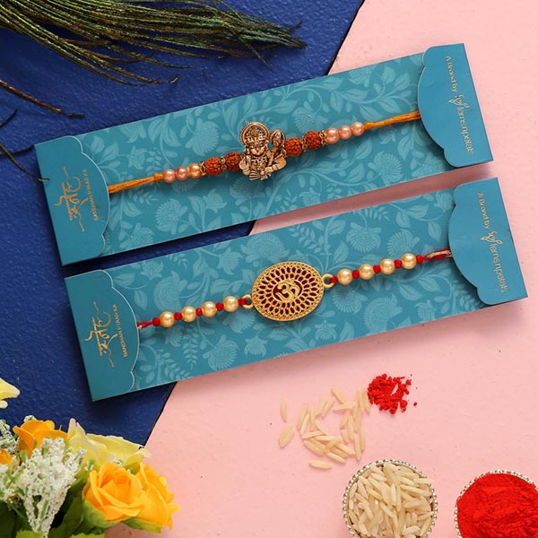 Hanuman Rudraksha Rakhi & Om Rakhi Combo