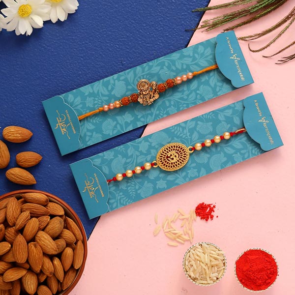 Hanuman Rudraksha & Om Rakhi With Almonds