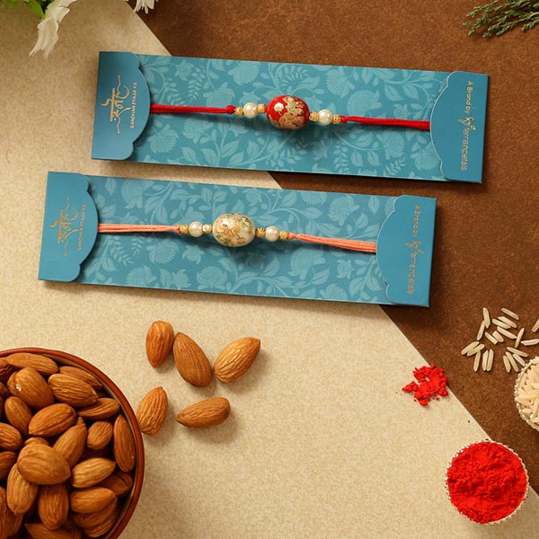 Set Of 2 Traditional Stone Rakhis & Almonds