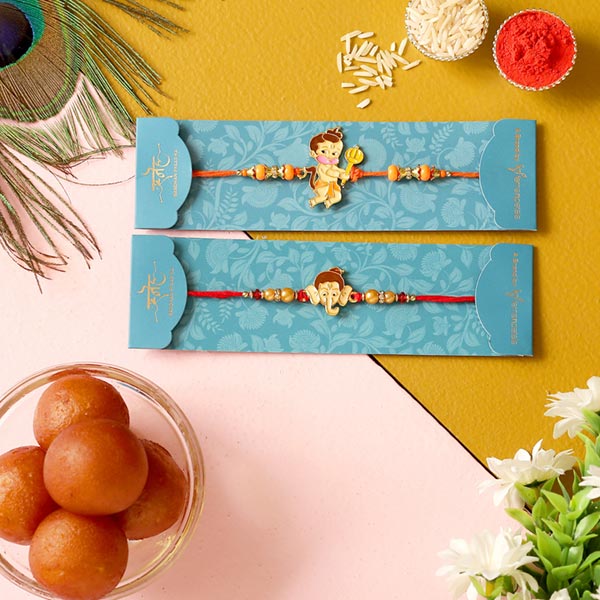 2 Devotional Kids Rakhis & Gulab Jamun Tin