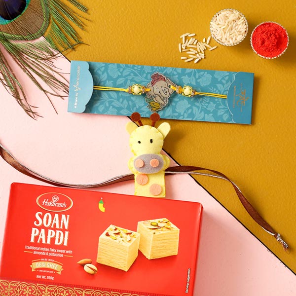 Set Of 2 kids Rakhis & Soan Papdi Combo