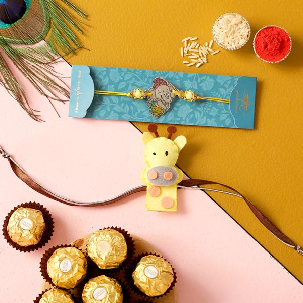 Set Of 2 kids Rakhis & Ferrero Rocher Combo