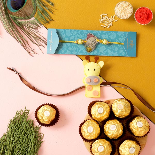 Set Of 2 kids Rakhis & Ferrero Rocher Chocolates