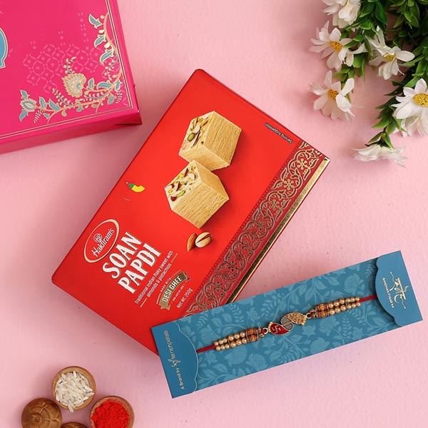 Divine Swastik Paduka Rakhi And Soan Papdi
