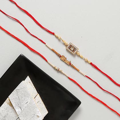 Premium Rakhi Set With Kaju Katli Sweet