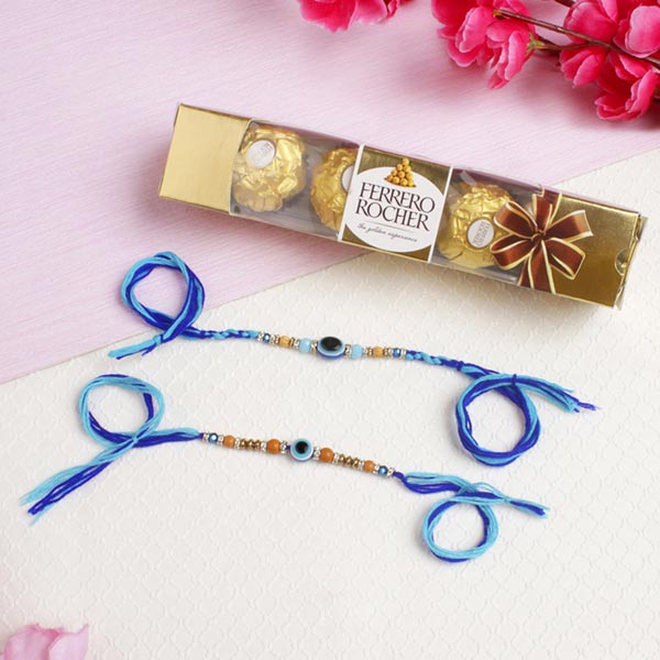 Evil Eye Stylist Rakhi Set with Chocolate Pack For UK