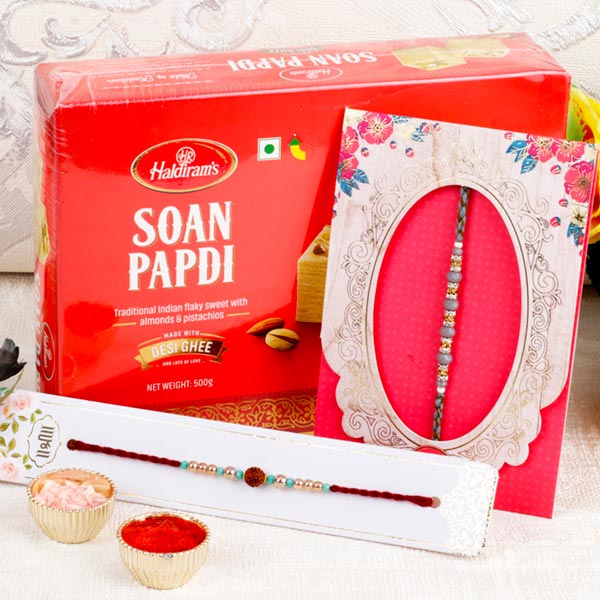 Delightful Rakhi Set with Soan Papdi