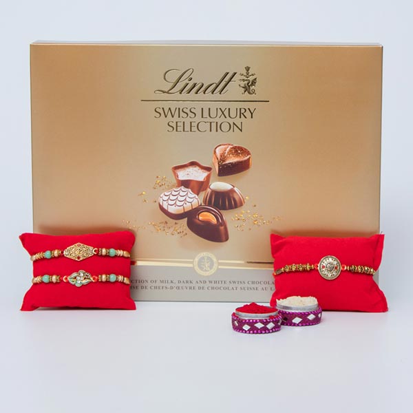 Ethnic Aum & Shree Beads Rakhi Set with Lindt Swiss Luxury