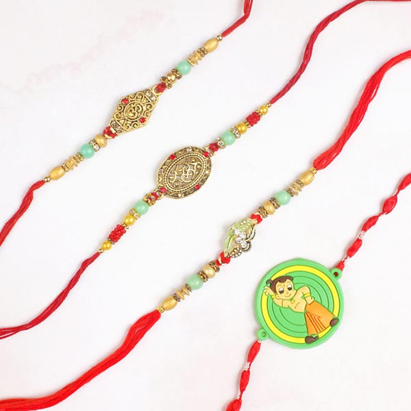 Exquisite Designer Set of Four Rakhi  For UK