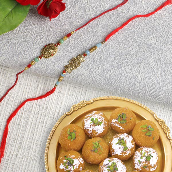 Exquisite Designer Rakhis with Motichoor Ladoo For UK