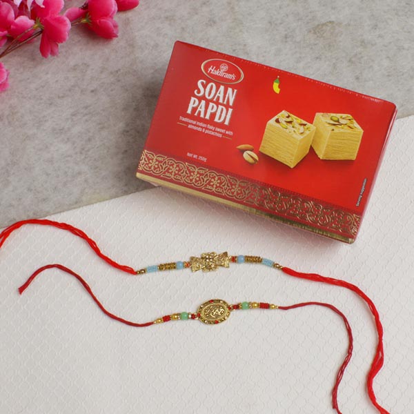 Delightful Rakhi Set with Soan Papdi For UK