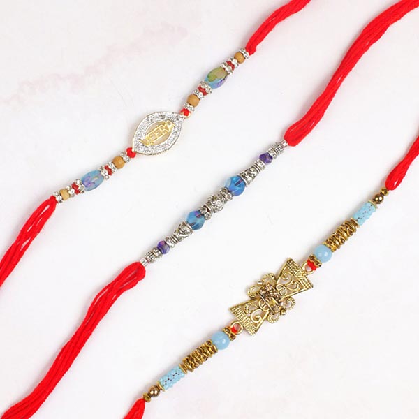 Phenomenal Three Rakhi Set  For UK