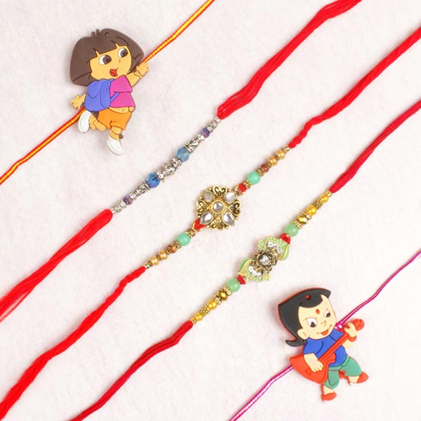 Sizzling Five Set of Rakhis For UK