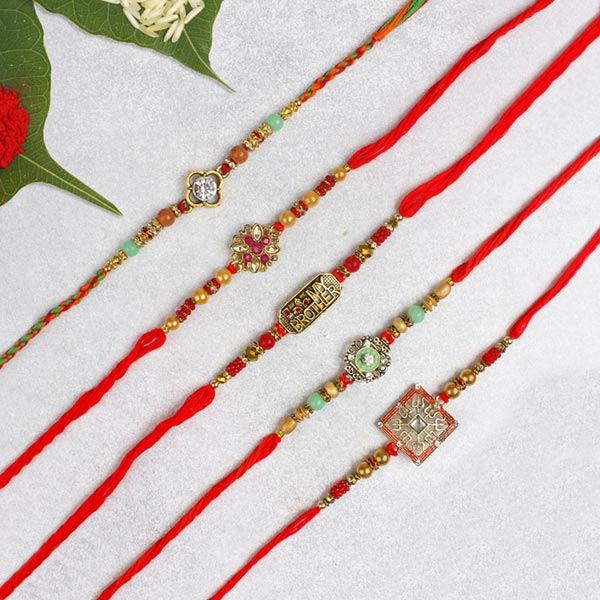 Statuesque Designer Five Set of RakhisFor UK