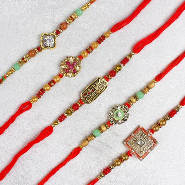 Statuesque Designer Five Set of RakhisFor UK