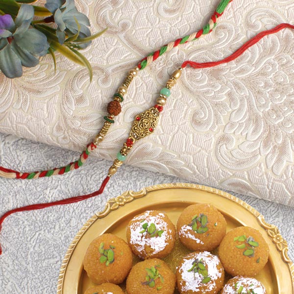 Traditional Ethnics Rakhi with Motichoor LadooFor UK