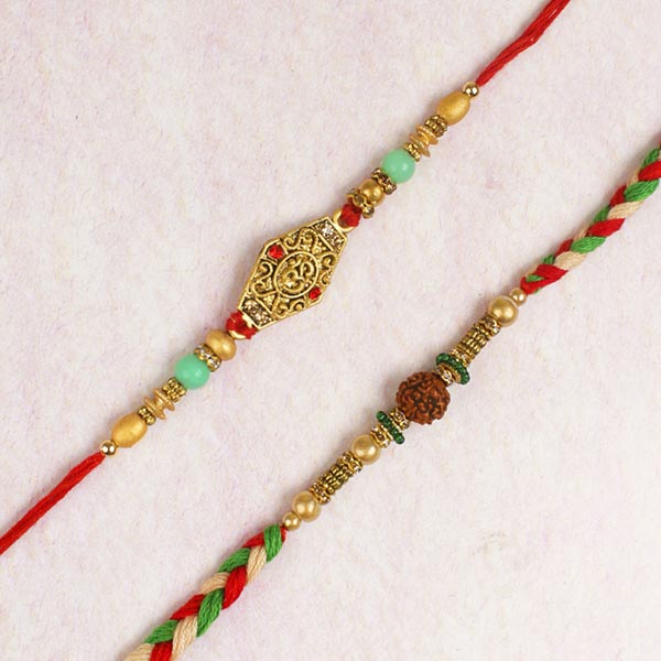 Trending Om Rudraksha Rakhi SetFor UK