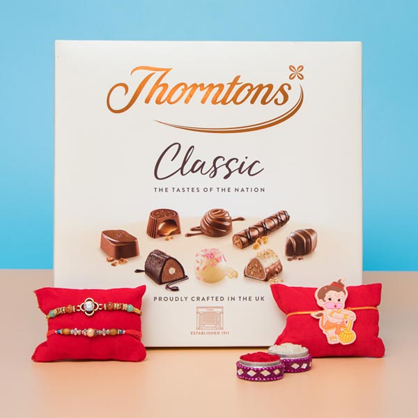 Wonderful Rakhi Set with Chocolates Hamper For UK