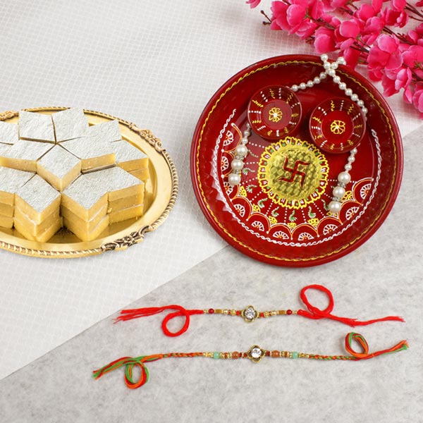 Alluring American Diamond Rakhi Set Hamper For UK