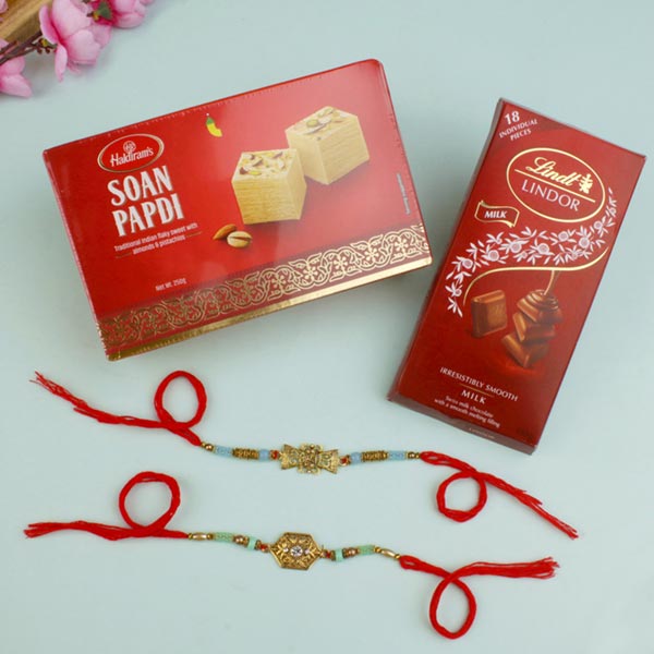 Two Majestic Royal Rakhi Set with Sweet & Chocolate For UK