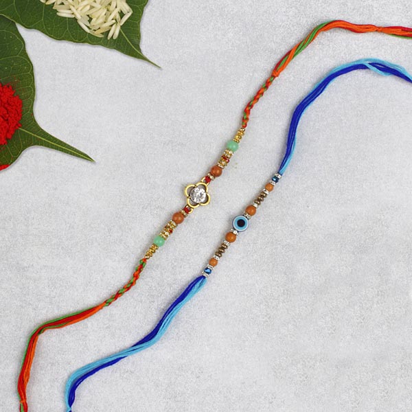 Evil Eye Beads Rakhi Set of Two For UK