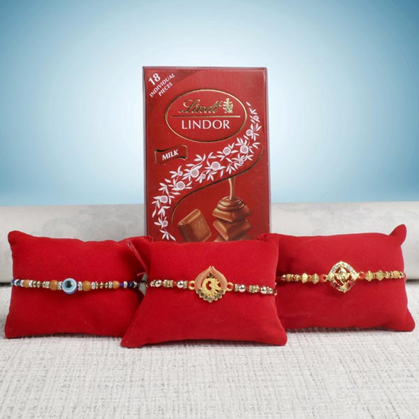 Exquisite Rakhis Collcetion Set with Chocolate For UK