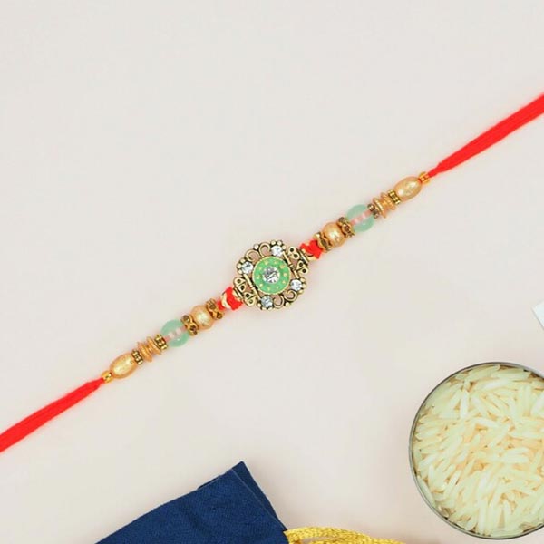 Fascinating Diamond Beads Rakhi For UK